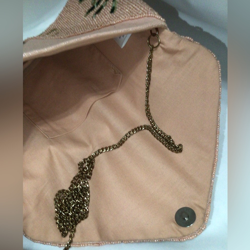 Beaded Pink and Green Floral Clutch Bag - Picture 9 of 9